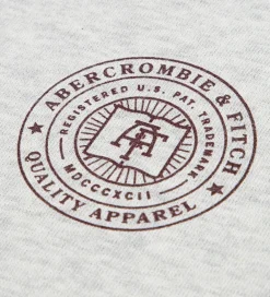 Hættetrøje - Lysegråmeleret m. Print|Abercrombie & Fitch