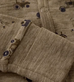 CaLaVi Heldragt - Uld - Cocoa Creme m. Traktorer|CeLaVi Discount