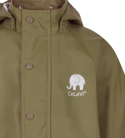 Regndragt - PU - Khaki|CeLaVi Outlet