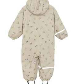 Regndragt m. Fleece - PU - White Pepper m. Print|CeLaVi Sale