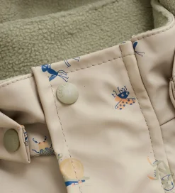 Regndragt m. Fleece - PU - White Pepper m. Print|CeLaVi Sale