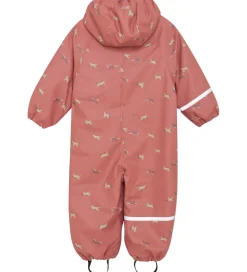 Regndragt m. Fleece - PU - Brick Dust m. Print|CeLaVi