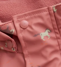 Regndragt m. Fleece - PU - Brick Dust m. Print|CeLaVi