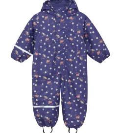 Regndragt m. Fleece - PU - Skipper Blue m. Print|CeLaVi New