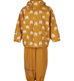 Regntøj - PU - Mineral Yellow m. Elefanter|CeLaVi Discount