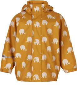 Regntøj m. Seler - PU - Mineral Yellow m. Elefanter|CeLaVi New