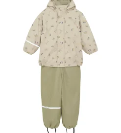 Regntøj m. Seler/Fleece - Recycle PU - White Pepper m. Pr|CeLaVi Clearance