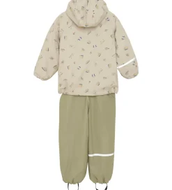 Regntøj m. Seler/Fleece - Recycle PU - White Pepper m. Pr|CeLaVi Clearance