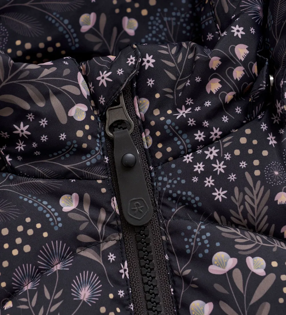 Dynejakke - Quilt - Phantom m. Blomster|Color Kids Sale