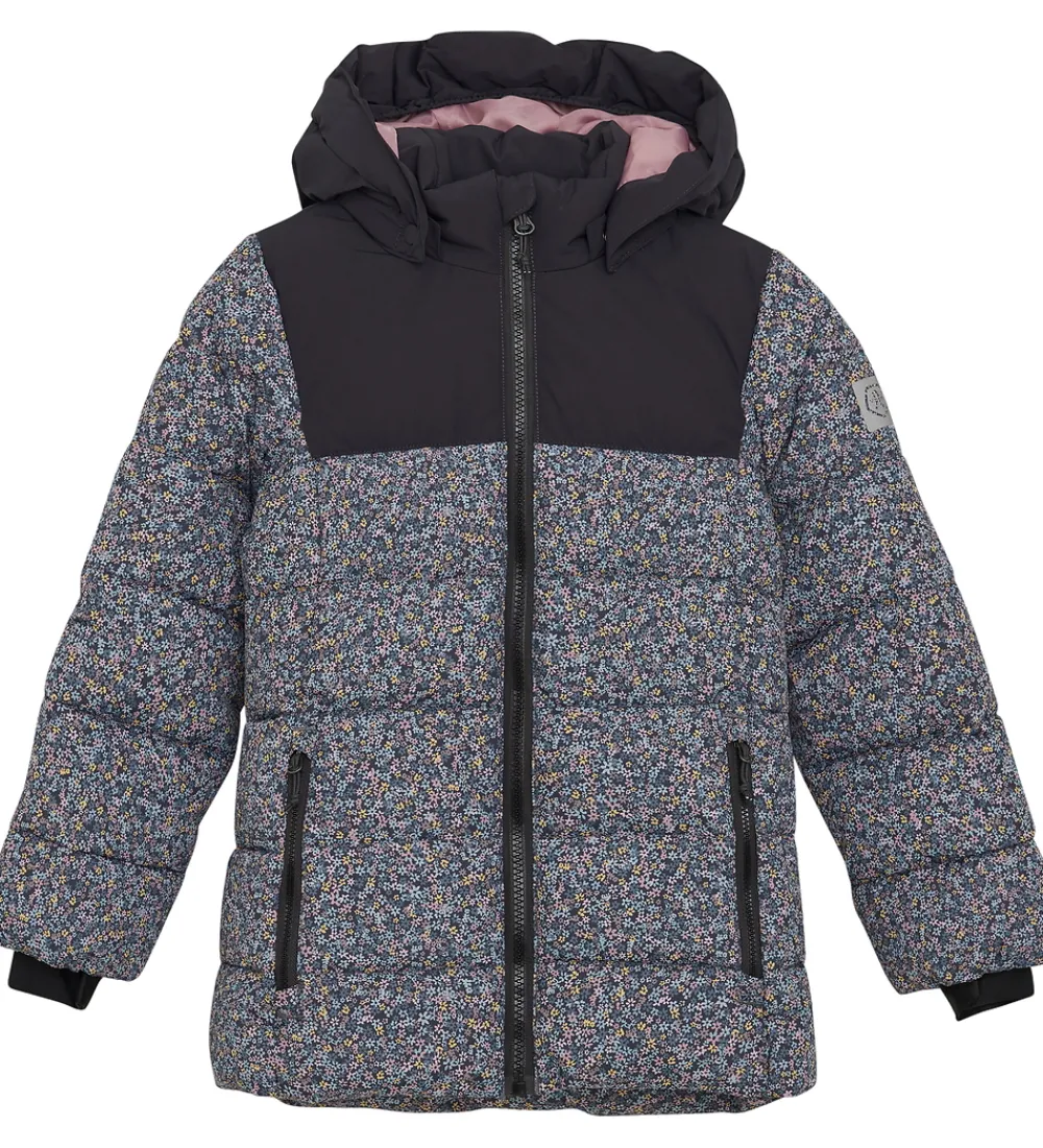 Dynejakke - Quilt - Phantom m. Blomster|Color Kids Online