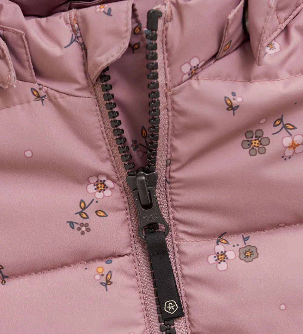Dynejakke - Woodrose m. Blomster|Color Kids Clearance