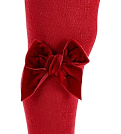 Strømpebukser m. Veloursløjfe - Red Velvet|Condor Sale