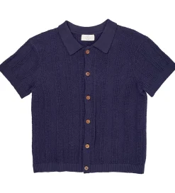 Skjorte k/æ - Strik - Navy|Copenhagen Colors Outlet