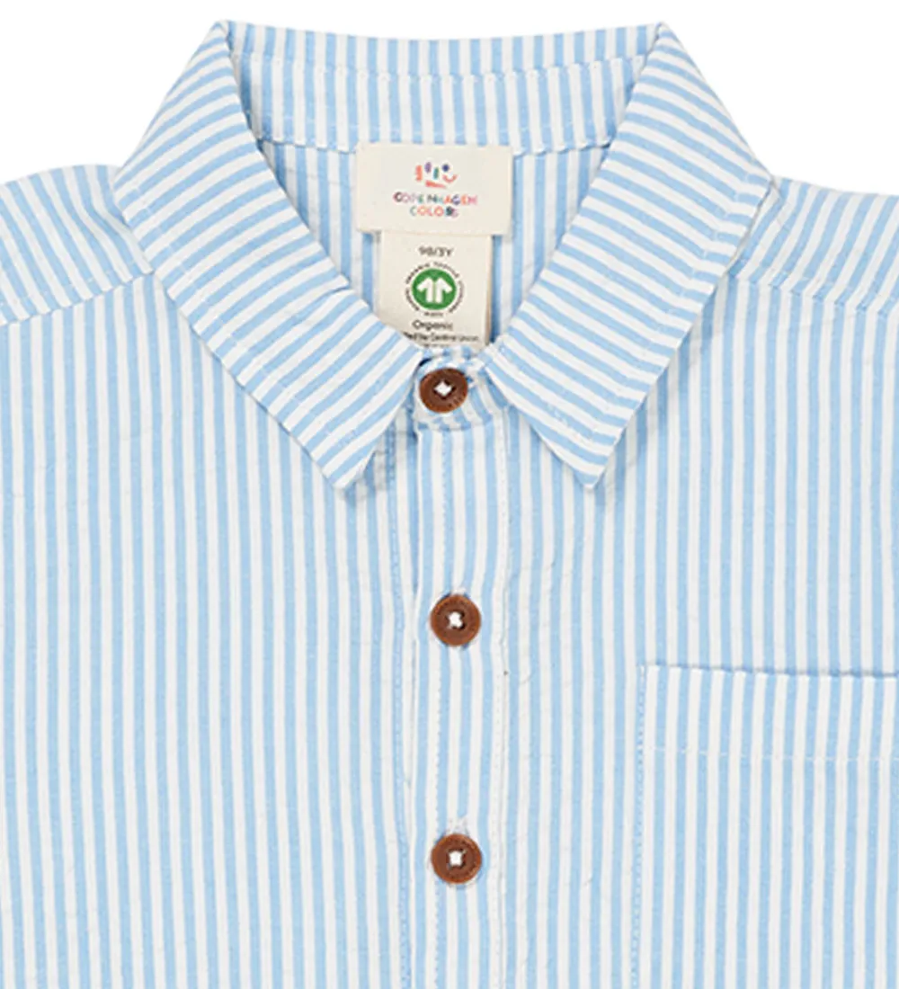 Skjorte - Sky Blue W. Cream Stripe|Copenhagen Colors Online