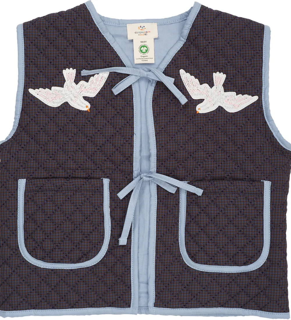 Vest - Quiltet - Brun/Blå Tern|Copenhagen Colors New