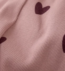 Leggings - Rib - Woodrose m. Hjerter|Creamie New