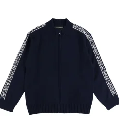 Cardigan - Akryl/Uld - Navy m. Logostriber|Emporio Armani Online
