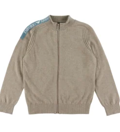Cardigan - Viskose/Uld - Beigemeleret m. Blå|Emporio Armani Online