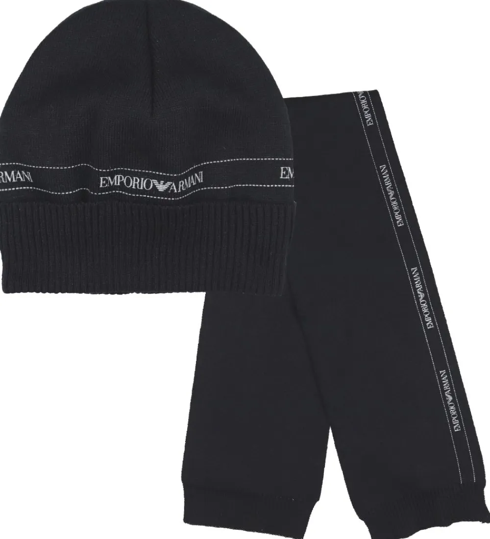 Gaveæske - Hue/Halstørklæde - Uld/Bomuld - Sort|Emporio Armani New