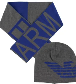 Gaveæske - Hue/Tørklæde - Bomuld/Uld - Grå/Blå|Emporio Armani Discount