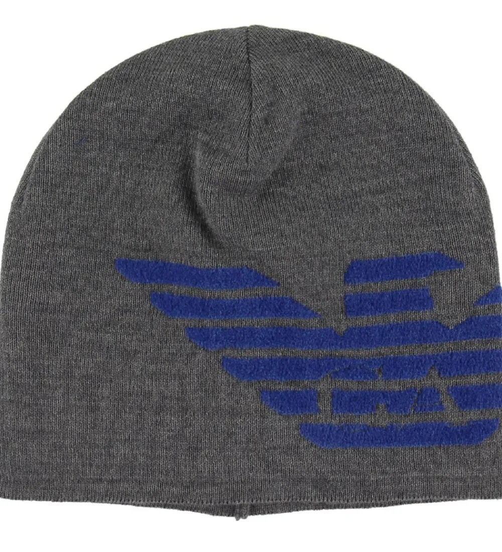 Gaveæske - Hue/Tørklæde - Bomuld/Uld - Grå/Blå|Emporio Armani Discount