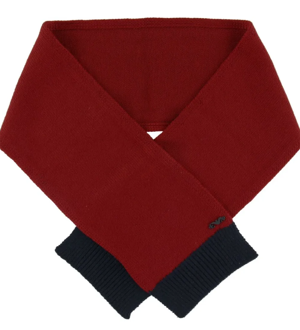 Gaveæske - Strikhue/Tørklæde - Uld - Rød/Navy|Emporio Armani Hot