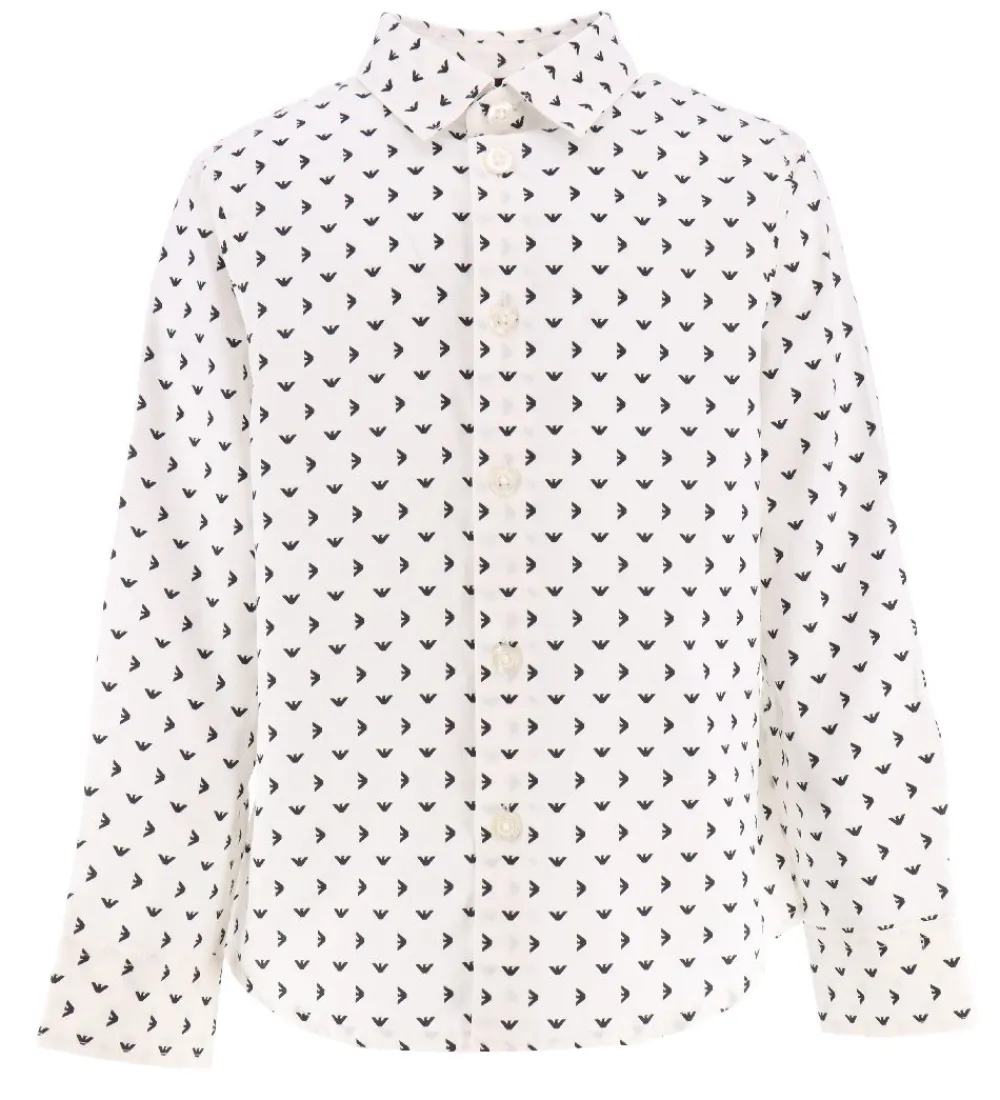 Skjorte - Hvid/Sort m. Logoer|Emporio Armani