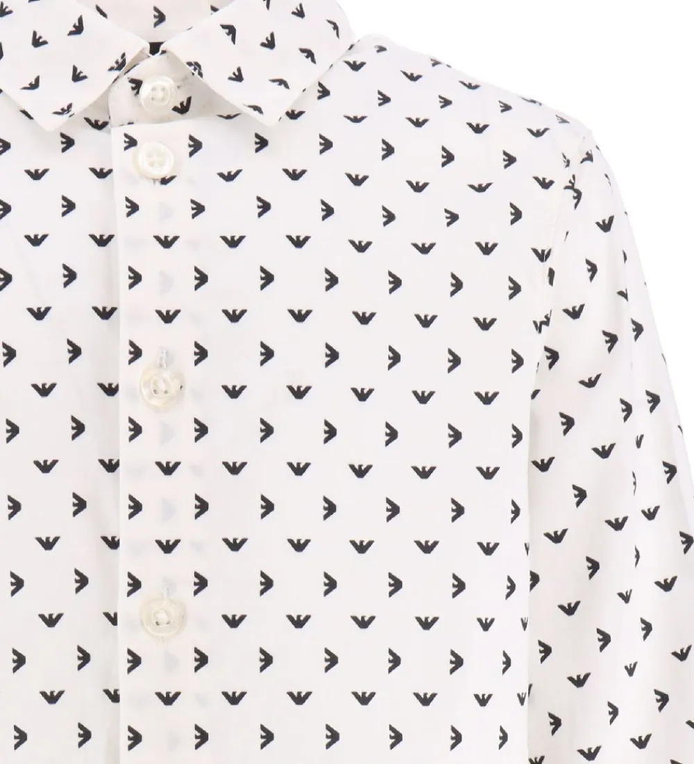 Skjorte - Hvid/Sort m. Logoer|Emporio Armani