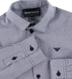 Skjorte - Navy/Hvidternet|Emporio Armani Outlet