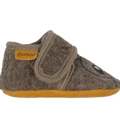 Hjemmesko - Uld - Chocolate Brown m. Bjørn|En Fant Online