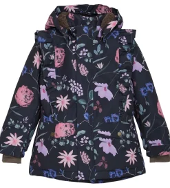 Vinterjakke - Ebony m. Blomster/Flæser|En Fant Online