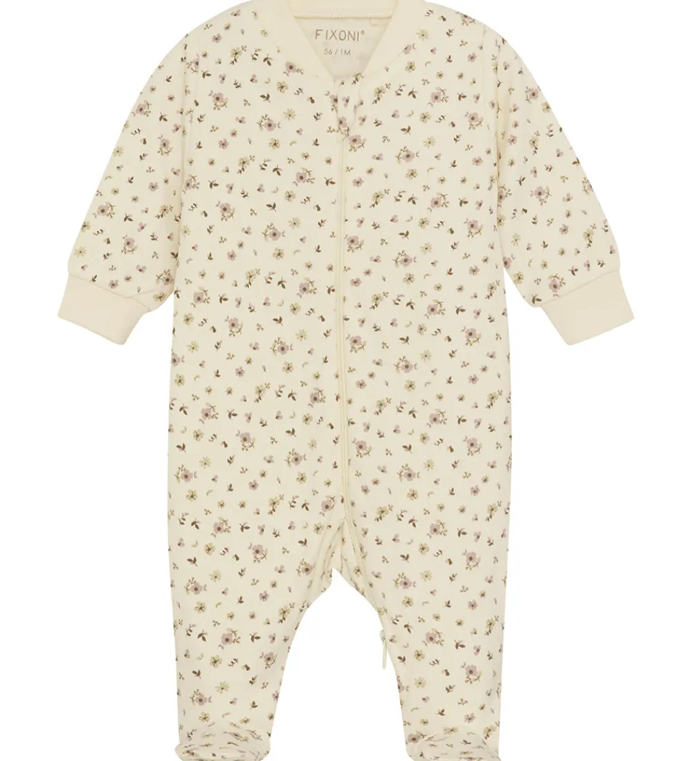 Natdragt m/f - Shadow Gray m. Blomster|Fixoni Discount