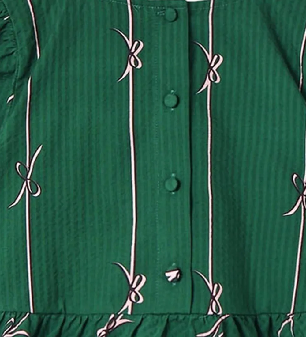 Bluse - Bowie - Hunter Green Bow AOP|Fliink