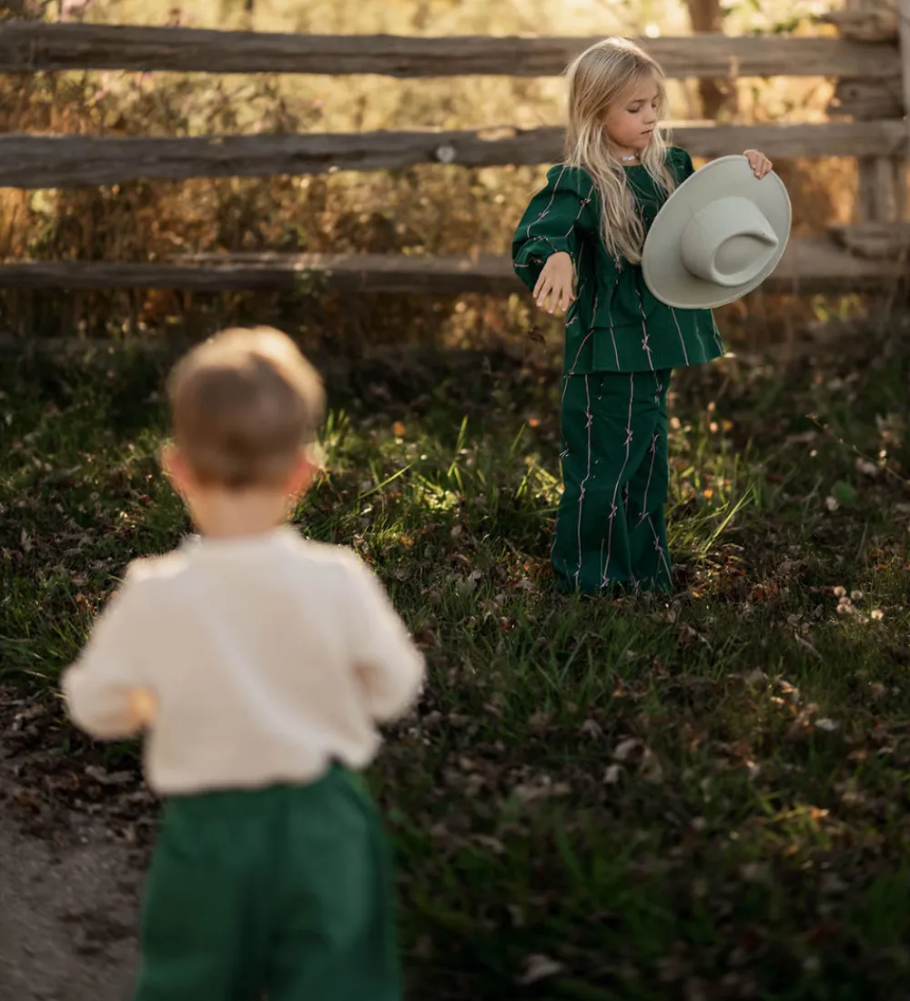 Bluse - Bowie - Hunter Green Bow AOP|Fliink