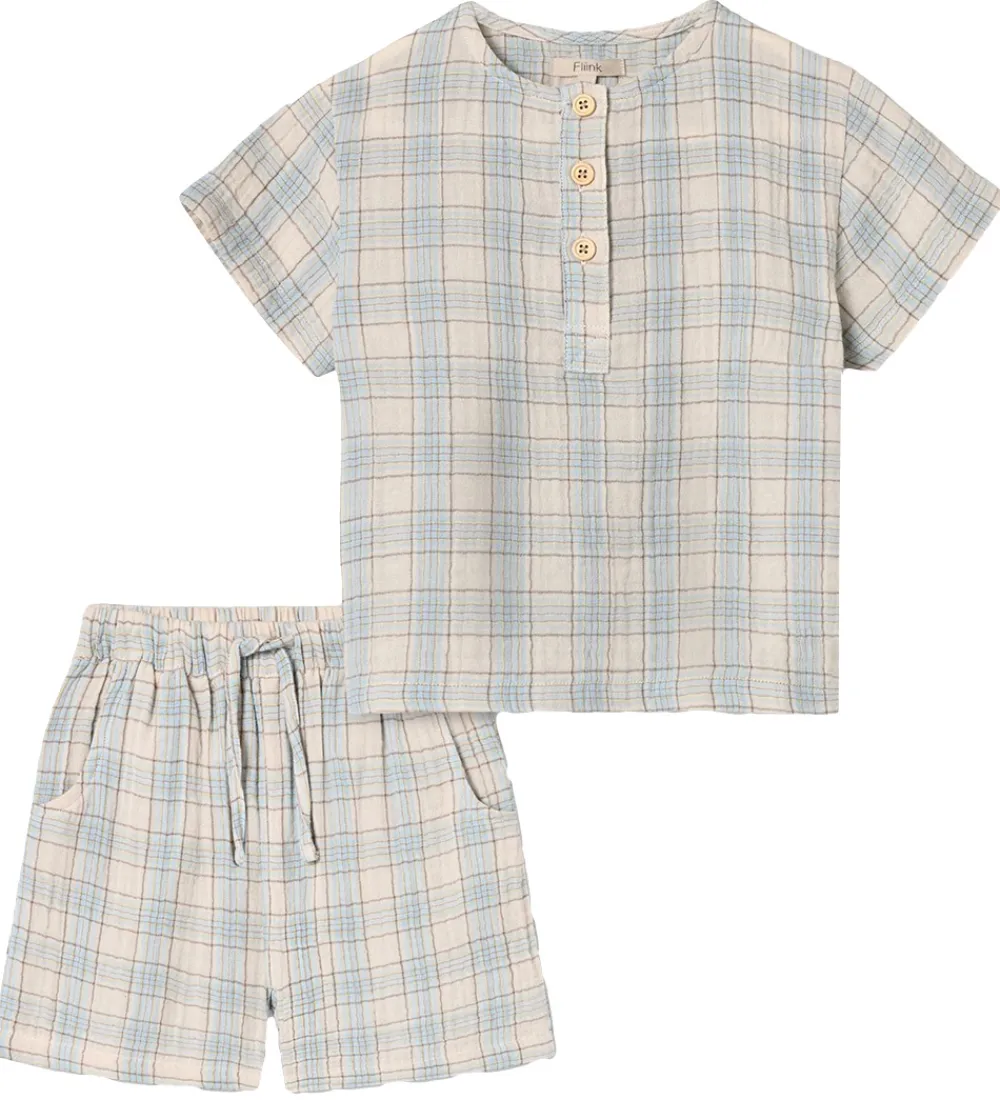 Shortssæt - Cha Cha - Sandshell Check|Fliink Sale