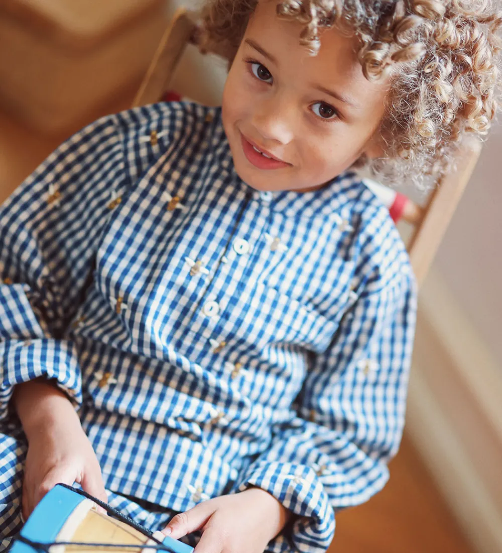 Skjorte - Olivian - Bee blue check|Flöss Clearance