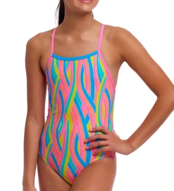 Badedragt - Strapped In One - UV50+ - Swirly Straws|Funkita Hot