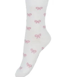 Strømper - 2-pak - Hvid/Rosa m. Sløjfer|Fuzzies Hot