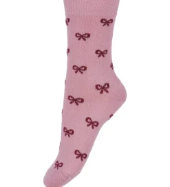 Strømper - 2-pak - Rosa/Bordeaux m. Sløjfer|Fuzzies Discount