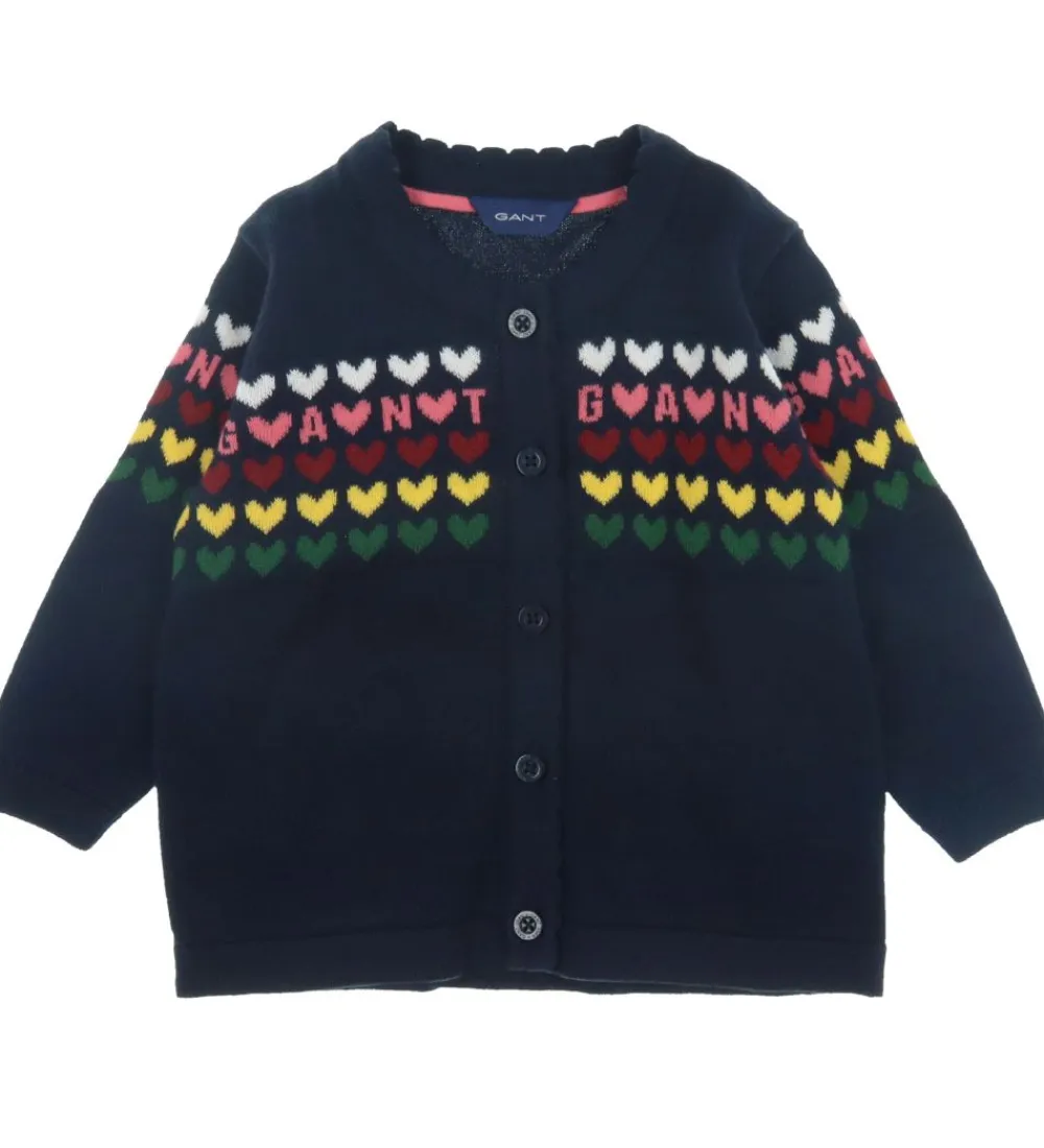 Cardigan - Strik - Heart - Evening Blue|GANT Outlet