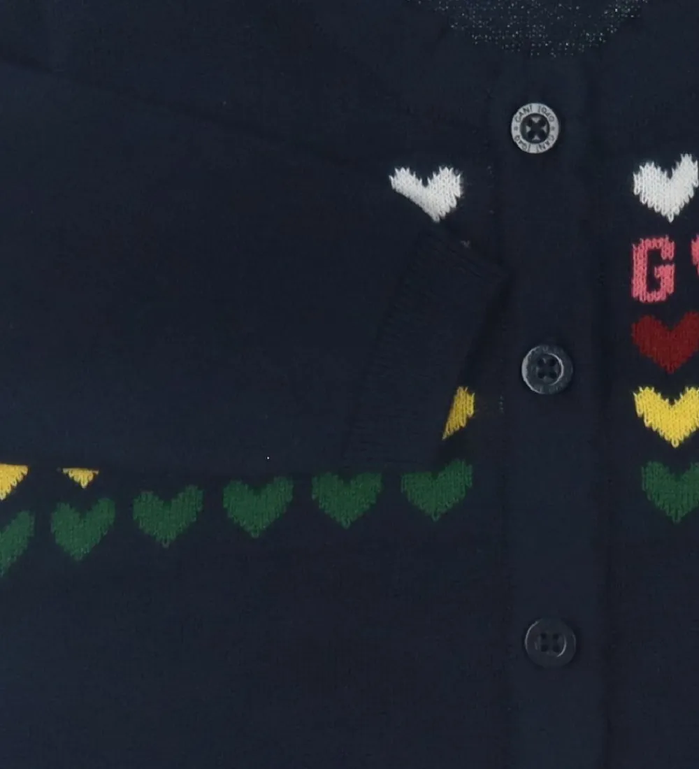 Cardigan - Strik - Heart - Evening Blue|GANT Outlet