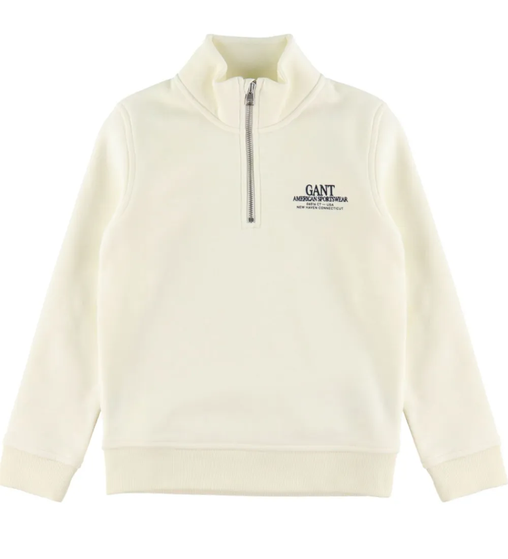 Sweatshirt - Graphic - Half Zip - Cream|GANT Hot