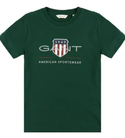 T-shirt - Tartan Green m. Logo|GANT Discount