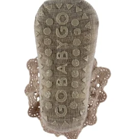 Skridsikre Strømper - Uld - Lysebrunmeleret m. Blonde|GoBabyGo Outlet