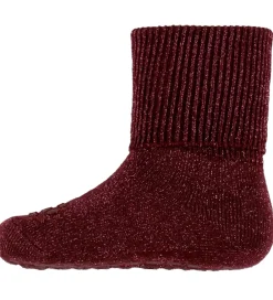Skridsikre Strømper - Bambus - Wine Red m. Glimmer|GoBabyGo Clearance