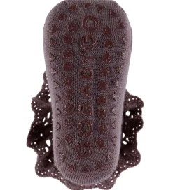 Skridsikre Strømper - Uld - Dark Purple Dove m. Blonde|GoBabyGo Hot