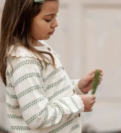 Cardigan - Strik - Heart - Off White/Shale Green|Hanevild Best