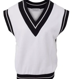 Vest - Strik - Hvid m. Navy|Hound New