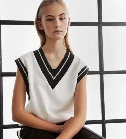 Vest - Strik - Hvid m. Navy|Hound New