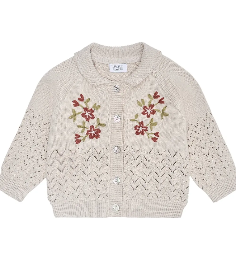 Cardigan - Strik - Cilja Embroidery - French Oak|Hust and Claire Online
